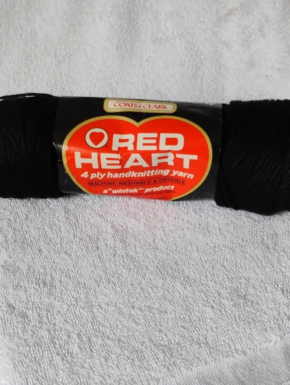 Coats & Clark Red Heart Black 4-Ply Handknitting Yarn Vintage